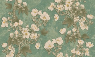 Обои зеленые с крупными цветами SIRPI винил Дерево арт. 10374-06 Зеленые виниловые